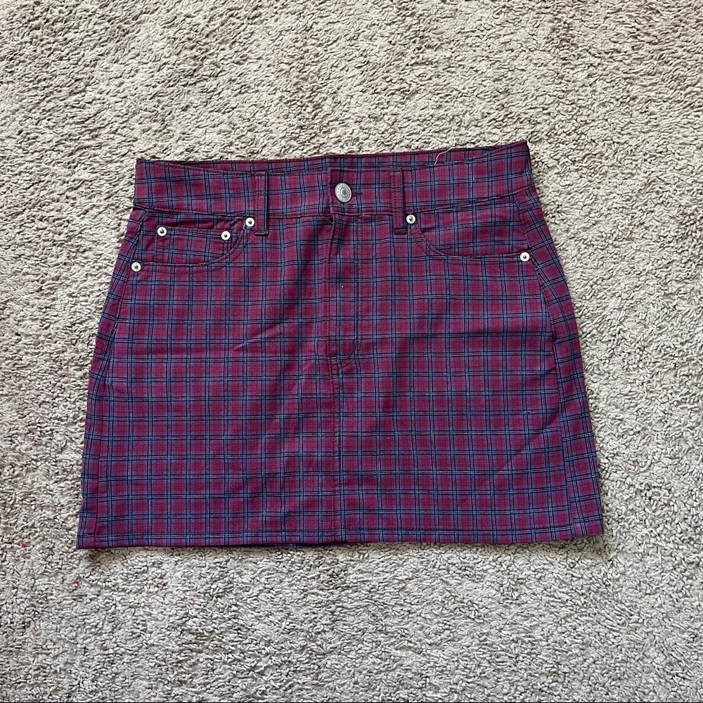 American Eagle Red Plaid Skirt
